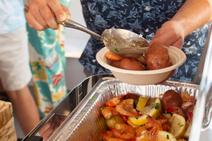 a person preparing food inside of it